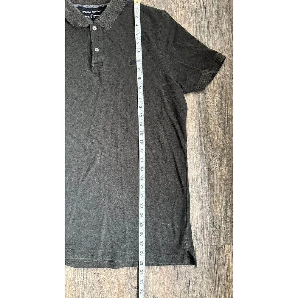 Banana Republic Mens size LT Brown Organic Cotton Mammoth Logo Pique Polo Shirt